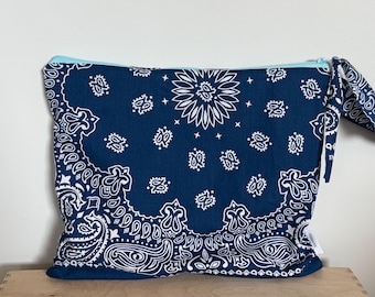 Bandana Bag | Waterproof Wet Bag | Paisley Print | Reusable Diaper, Swim & Gym Bag | Zip Pouch | Cosmetic Bag | Travel Accessory