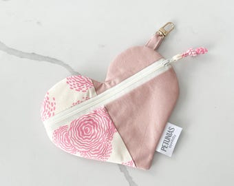 Heart Zipper Pouch: Handmade Cosmetic & Toiletry Bag