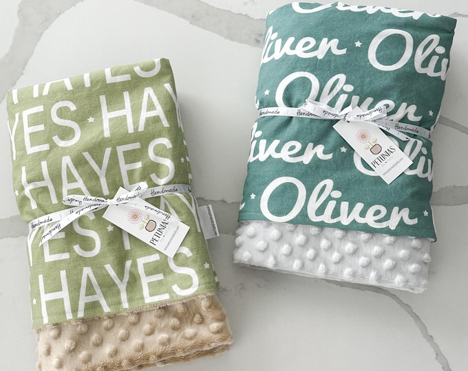 Personalized Minky Baby Blanket, Custom Name Blanket, Soft Baby Blanket, Baby Shower Gift, Keepsake Baby Gift, Custom Newborn Blanket