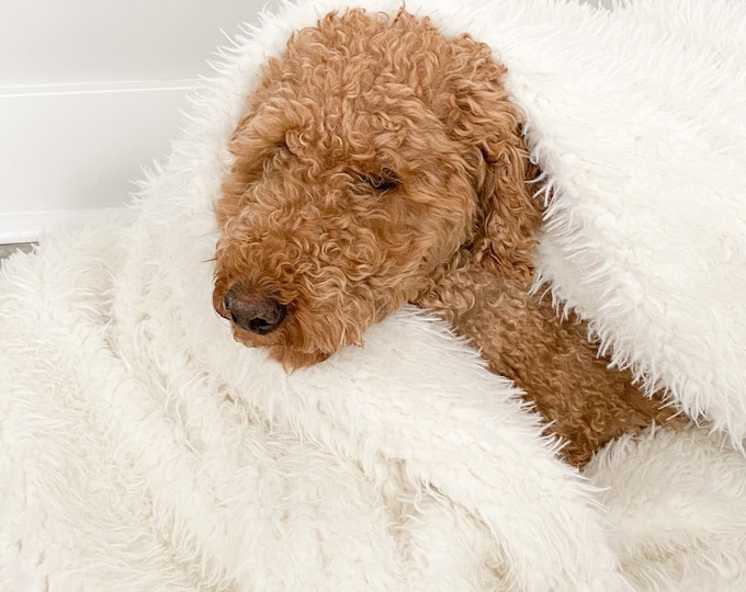Faux Fur pet blanket -PETUNIAS by Kelly