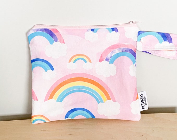 The ICKY Bag petite - wetbag - PETUNIAS by Kelly - rainbow clouds