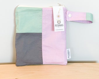 Small Wet Bag for Everyday Use | Reusable Wetbag for Cloth Diapers, Travel, Swim, Makeup & Toiletries | Eco-Friendly Storage | Color Block