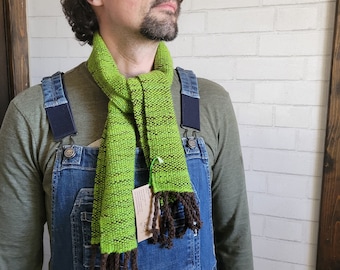 Green Hand Woven Scarf - Shetland Wool