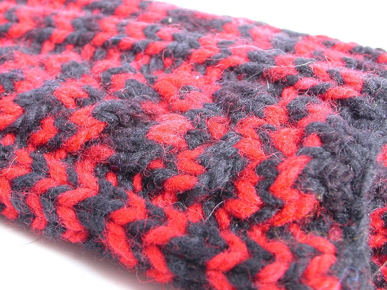 Red and Black Cabled Wrist Warmers Hand Knit Fingerless Etsy