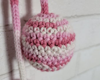 Crochet Catnip Cat Toy - Ball and String - Bells and Shaker