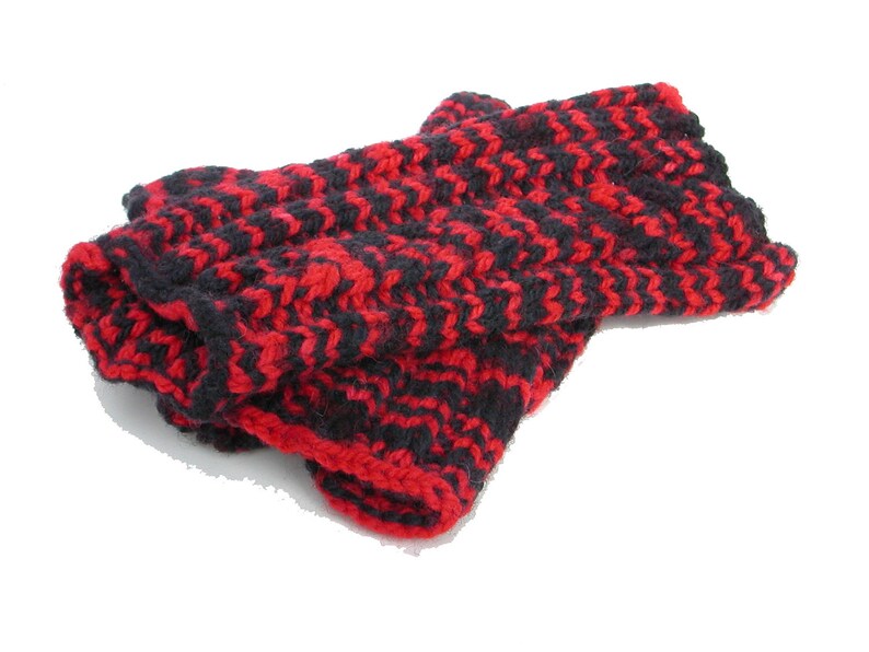 Red and Black Cabled Wrist Warmers Hand Knit Fingerless Etsy