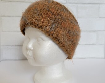 Fuzzy Brown Headband - Wool and Acrylic