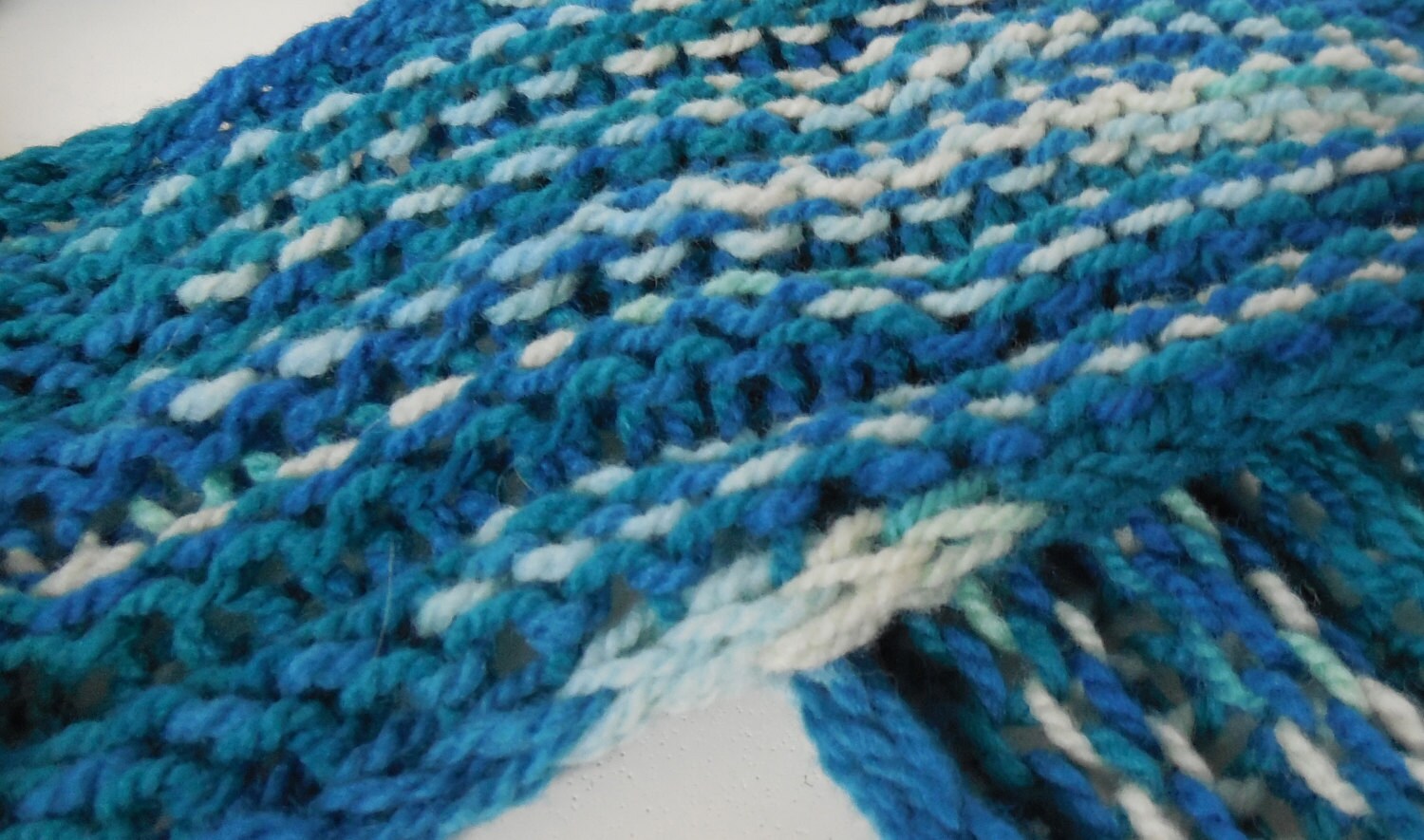 Blue and White Infinity Loop Wool Scarf Warm Hand Knit - Etsy Singapore