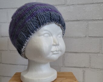 Baby Beanie - Striped Wool & Cashmere Lined