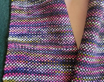 Black and Multi-Colored Hand Woven Scarf