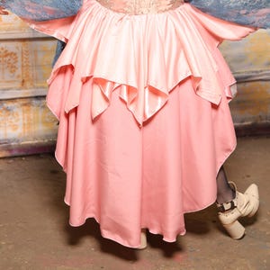 Crescent Skirt in Medium Blush Pink Satin – Adjustable Hi-Lo Skirt, Drawstring Waist for Renaissance, Cosplay, Festival, Fairycore
