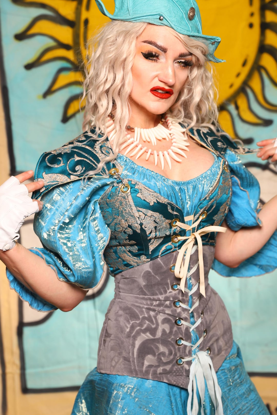 Tailed Cropped Overbust in Saltworn Gray - THE SWASHBUCKLERS: PART 2