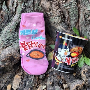 Buldak Ramen, Korean Spicy Chicken Noodle Socks! Pink!