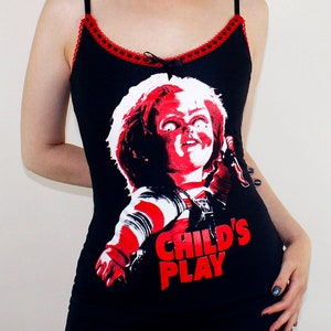 Chucky Child&#39;s Play Altered Shirt Horror Tank Slip Dress Shirt 80s Movie Halloween Merch Clothing