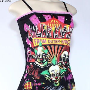 Killer Klowns From Outer Space Dress 80s Horror Merch Goth Spaghetti Strap Halloween Tshirt Short Mini Darkcore Aesthetic