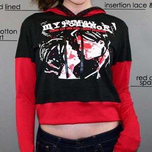 Altered My Chemical Romance Shirt Cropped Hoodie Shirt Sweatshirt MCR Punk Emo Rock Black Parade Band Merch Three Cheers For Sweet Revenge