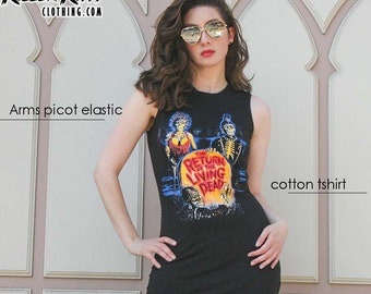 Upcycled Return of the Living Dead T Shirt Dress Zombie 80s Punk Rock Horror Movie Halloween