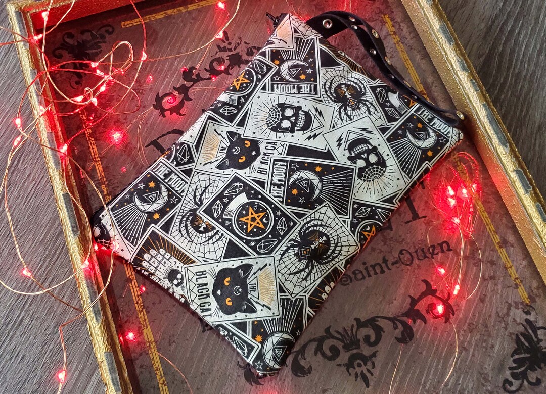 Horror Goth Tarot Card Occult Print Pouch Wristlet Clutch Makeup Bag ...
