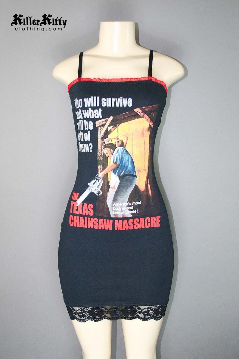 Upcycled Texas Chainsaw Massacre Shirt Tank Dress Leatherface Horror Movie Merch