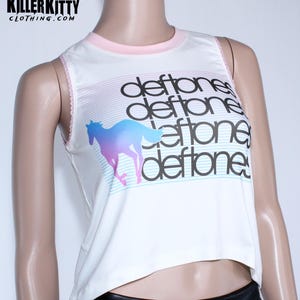 Deftones Pink Slouchy Tank Top Asymmetrisches Shirt Crop Top Goth Rock Alternative Kleidung Chino Metal Band