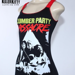 Slumber Party Massacre Horror Tank Dress 80s Slasher Halloween Goth Aesthetic Party Punk Short Mini Retro Dress Horrorcore