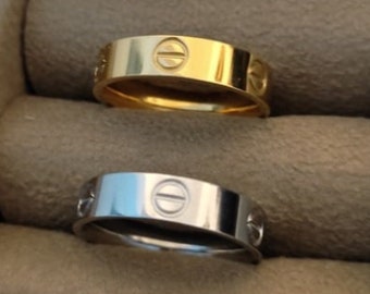 Stilvolle Gold-Band-Ring | Gold Edelstahl | Wasserfest | Bandring | Geschenk für sie