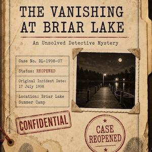 Cold Case Mystery Game | The Vanishing at Briar Lake | Detective PDF (Digital Download)