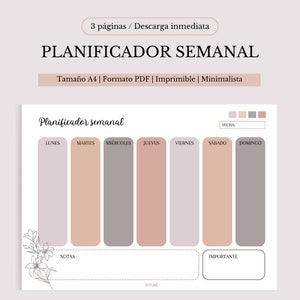 Printable Weekly Planner | Downloadable PDF | A4 size | Minimalist Design Template | 3 Languages available | Productivity
