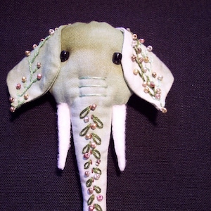 DIY Sewing Pattern Download and Print Zen Lucky Elephant Brooch Pendant Ornament Elephant Decor Wearable Art Pin Doll Feng Shui Paula McGee