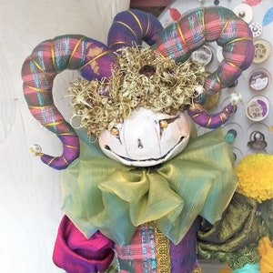 Halloween DIY Pumpkin Head Jester Online Class Workshop Jack O' Lantern Cloth & Paper Clay Art Doll Tutorial PDF and Video