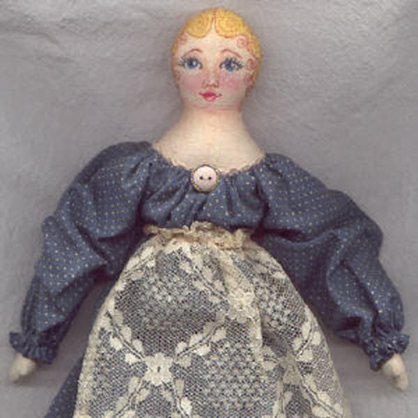 DIY Old Timey Vintage Style Cloth Dollmaking Pattern PDF Tutorial Download - Trinity - Prim Art Doll Tutorial Handmade Paula McGee