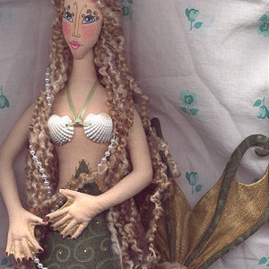 DIY SeaMaiden Cloth Doll Making Tutorial and Pattern PDF Download Mermaid by Faerie DollMother Paula Casey McGee
