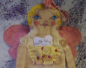 DIY Prim Tooth Fairy or Pocket Doll quilted fairy wings PDF Download Sewing Pattern Faerie DollMother Paula McGee