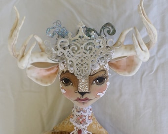Deer Girl Cloth Art Doll Sewing Pattern: Miss Millicent (PDF Download)