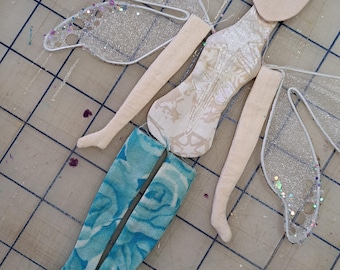 Diy Flower Faeries Handmade Doll Making Kit for cloth doll - Blue - make your own - by Paula McGee