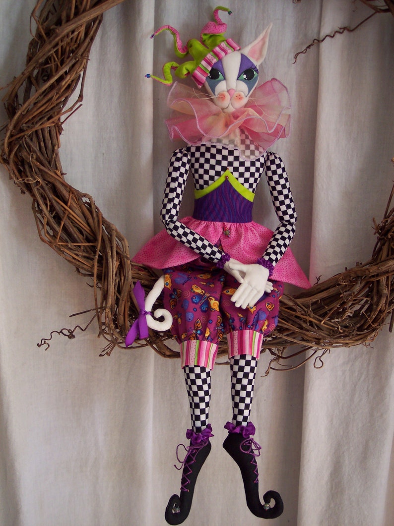 Mirabelle Cat Cloth Art Doll diy handmade Printable PDF Sewing Pattern Tutorial Download Jester Paula Casey McGee image 3