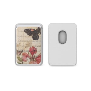 Tarjetero magnético con forma de mariposa Bookworm Magsafe Wallet compatible con iPhone 16, iPhone 14, iPhone 13 Pro, 12 Mag Safe