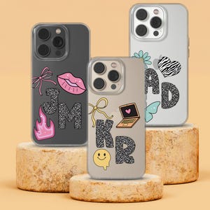 Personalized  Phone Case Initials cover for iPhone 16e, 14, 13, 12, 11, SE, iPhone 15 Pro Max, iPhone 13 case, Gift for Her