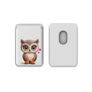 Lindo tarjetero magnético transparente con forma de búho para iPhone 16, iPhone 14, iPhone 13 Pro, 12 Mag Safe