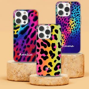Coque de portable personnalisée léopard pour iPhone 16e, 14, 13, 12, 11, SE, iPhone 15 Pro Max, coque pour iPhone 13, cadeau pour elle