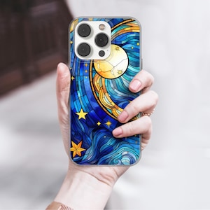 Celestial Phone Case Stained Glass Cover passend für iPhone 16 Pro, iPhone 14, Samsung S25, A53, S21, S23 Ultra, Google Pixel 9 Pro