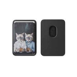 Cartera magnética con tarjetero Magsafe de Preppy Cats para whisky, compatible con iPhone 16, iPhone 14, iPhone 13 Pro, 12 Mag Safe