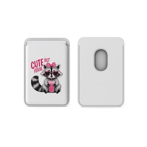 Porte-cartes magnétique mignon portefeuille Silly Raccoon Magsafe pour iPhone 16, iPhone 14, iPhone 13 Pro, 12 Mag Safe
