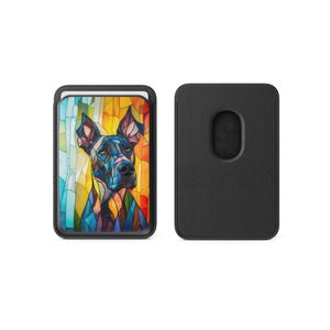 Tarjetero magnético con diseño de vitrales Magsafe de Great Dane, compatible con iPhone 16, iPhone 14, iPhone 13 Pro y 12.