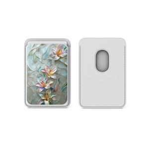 Tarjetero magnético con diseño de vitrales Magsafe de Lillies compatible con iPhone 16, iPhone 14, iPhone 13 Pro, 12 Mag Safe