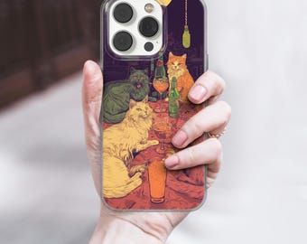 Cats  Phone Case Funny Cocktails cover fits iPhone 12 Pro, iPhone 16 Plus, Samsung S24, A53, S21, S23 Ultra, Google pixel 9,  6A