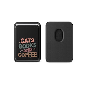 Cartera magnética Magsafe con tarjetero para café de Cats Books, compatible con iPhone 16, iPhone 14, iPhone 13 Pro y 12.