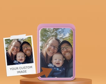 Portafoglio magnetico Magsafe personalizzato con foto, regalo per lui, porta carte compatibile con iPhone 16, iPhone 14, iPhone 13 Pro, 12 Mag Safe