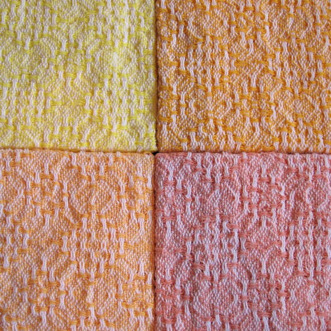Peaches & Sunshine 4 Handwoven Hand Towels Etsy