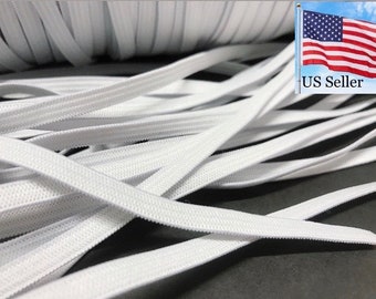 USA 10 yards 5mm 1/4” White Elastic Flat Spandex Band Sewing trim/hand make mask ear string supplies. US seller fast free Ship